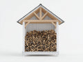 Abri à bûches - Bois - 190x95x215 cm - Blanc-Bois naturel-Gris clair - Style chalet