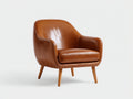 Chaise de salle à manger - similicuir-bois - 70x68x82 cm - cognac-bois naturel - vintage