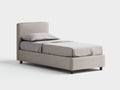 Lit simple - tissu - 205x98x100 cm - beige grège - moderne