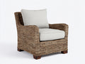 Fauteuil de jardin - rotin-bois-tissu - 92x86x84 cm - marron naturel-gris clair - style bohème