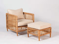 Fauteuil de jardin - rotin-bois-tissu - 82x78x80 cm - marron naturel-beige - style bohème