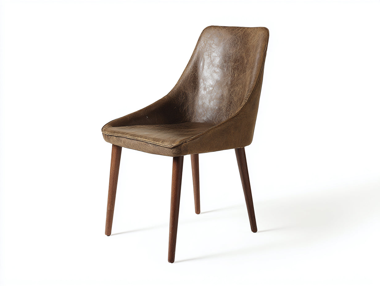 Chaise de salle à manger - similicuir-bois - 49x58x88 cm - brun vieilli-noyer - vintage