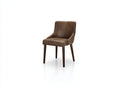 Chaise de salle à manger - similicuir-bois - 56x60x85 cm - brun taupe-noyer - contemporain