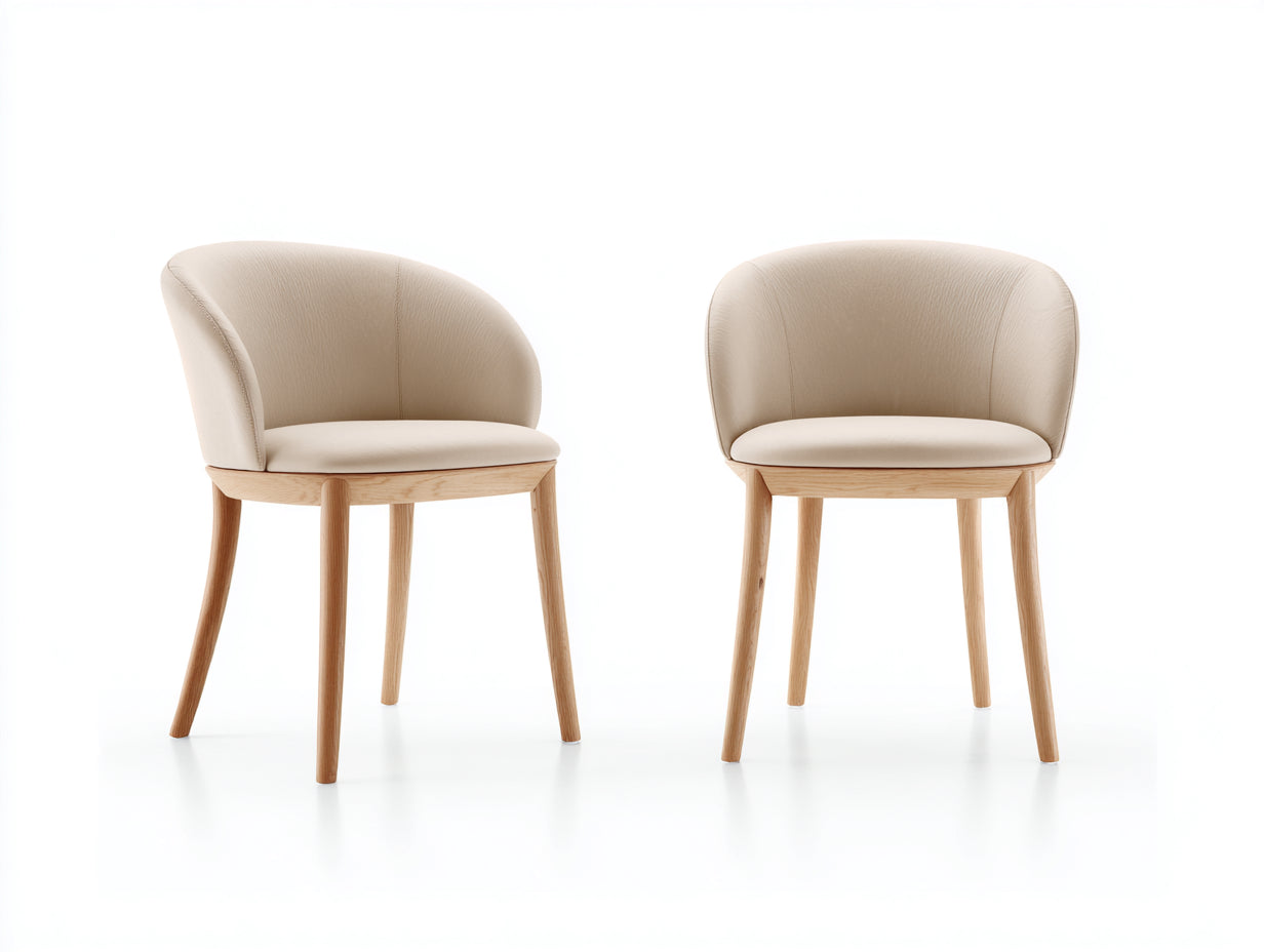 Chaise de salle à manger - similicuir-bois - 54x57x78 cm - beige-bois naturel - scandinave