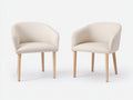 Chaise de salle à manger - tissu-bois - 56x58x75 cm - beige-bois naturel - moderne