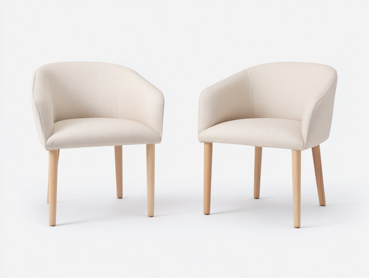 Chaise de salle à manger - tissu-bois - 56x58x75 cm - beige-bois naturel - moderne