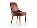 Chaise de salle à manger - similicuir-bois - 51x59x89 cm - cognac-noyer - moderne