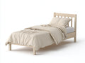 Lit simple - bois massif - 206x98x102 cm - bois clair - scandinave