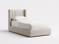 Lit simple - tissu-bois - 209x101x124 cm - beige lin - contemporain