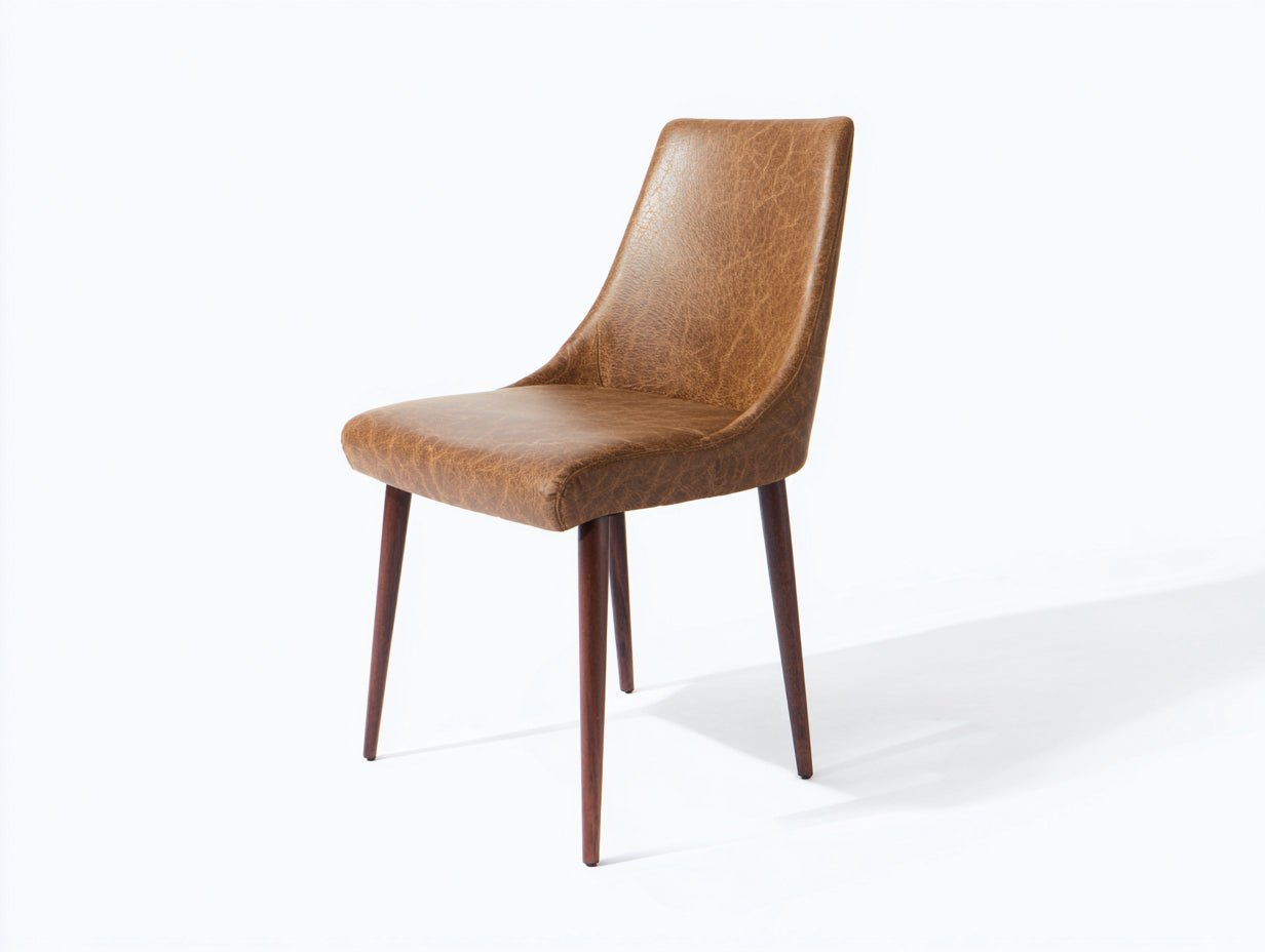Chaise de salle à manger - similicuir-bois - 48x56x87 cm - marron clair-noyer - moderne