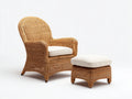 Fauteuil de jardin - rotin-tissu - 82x76x98 cm - marron naturel-beige - style vintage