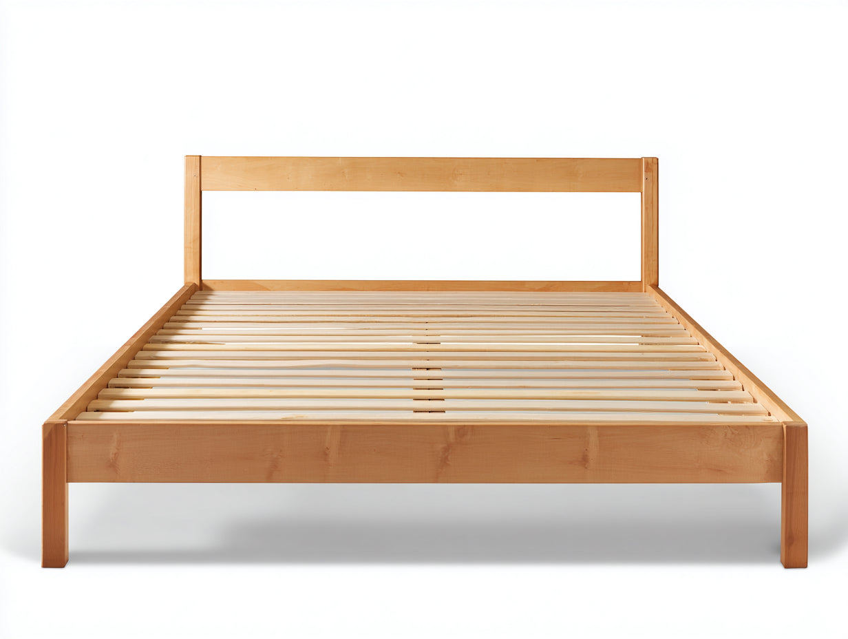 Lit double - bois massif - 200x140x82 cm - bois naturel - style scandinave