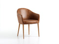 Chaise de salle à manger - similicuir-bois - 57x59x80 cm - cognac-bois naturel - scandinave
