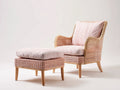Fauteuil de jardin - rotin-bois-tissu - 82x78x92 cm - rose clair-bois naturel-blanc - style bohème