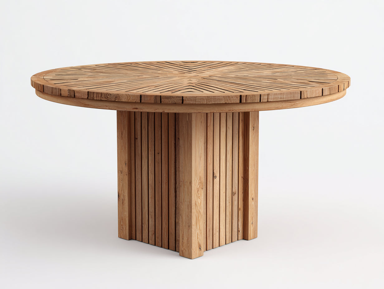 Table de jardin - Bois - 140x140x75 cm - Bois naturel - Style contemporain
