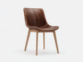 Chaise de salle à manger - similicuir-bois - 50x57x86 cm - marron vieilli-bois naturel - industriel