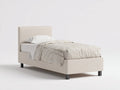 Lit simple - tissu-bois - 207x99x104 cm - écru - moderne épuré