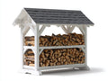 Abri à bûches - Bois - 210x80x175 cm - Blanc-Noir - Style chalet
