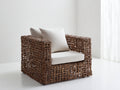 Fauteuil de jardin - rotin-tissu - 98x90x78 cm - marron foncé-beige clair - style rustique
