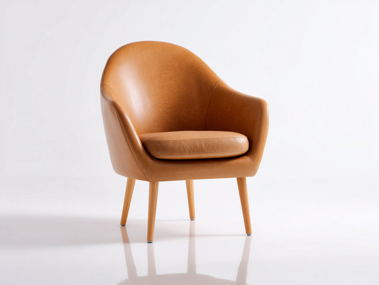 Chaise de salle à manger - similicuir-bois - 66x64x84 cm - cognac-bois naturel - rétro