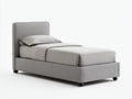 Lit simple - tissu-bois - 208x100x108 cm - gris perle - contemporain