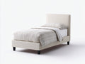 Lit simple - tissu-bois - 205x97x103 cm - ivoire doux - moderne minimaliste