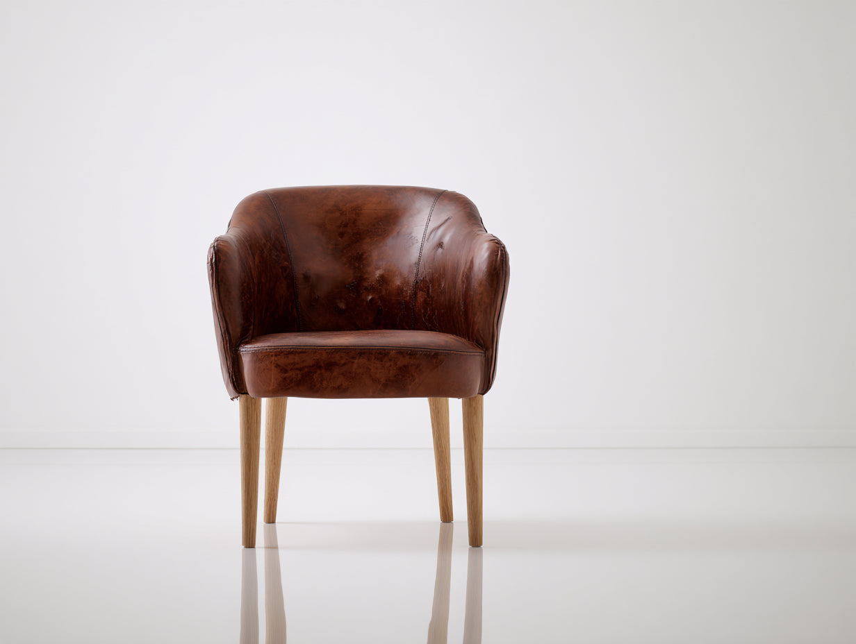 Chaise de salle à manger - similicuir-bois - 62x60x81 cm - brun foncé-bois naturel - vintage