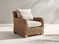 Fauteuil de jardin - rotin-bois-tissu - 90x86x86 cm - marron naturel-beige - style naturel